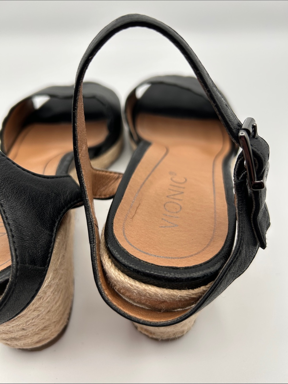 Vionic Black Scalloped Espadrille Wedge Sandals - Picture 13 of 13